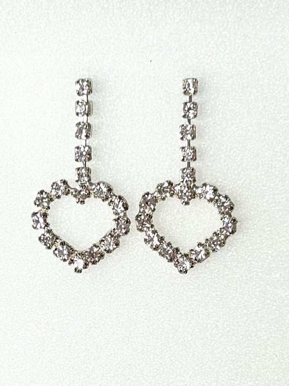 Austrian Crystal Heart Drop Earrings - Silver Tone - Picture 7 of 7